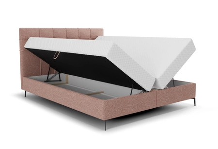 Boxspringbett Irvine 140x200 rosa stilvolles Bett mit Bettzeugablage und hohem Kopfteil besticht durch sein elegantes Design