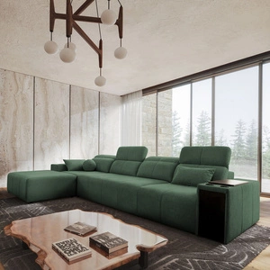 Ecksofa mit Schlaffunktion Tesalia XII mint links modernes Design komfortable Schiebe-Rückenlehne Schublade in der Seite des Möbels