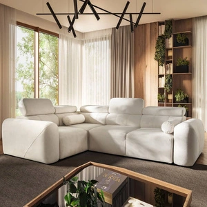 Ecksofa mit Schlaffunktion Cantare II elfenbeinfarben links komfortables Ecksofa für das Wohnzimmer mit stilvollem Charakter weicher Stoff