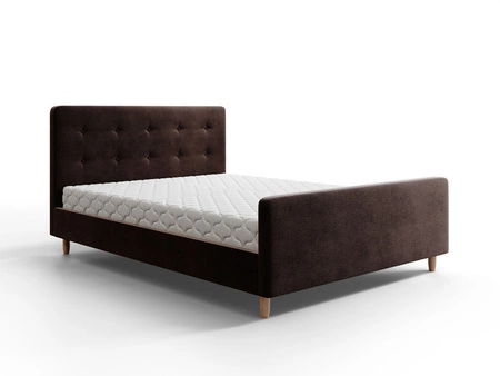 Polsterbett Isara 180x200 braun mit Stauraum im modernen skandinavischen Stil mit markantem Kopf- und Fußteil