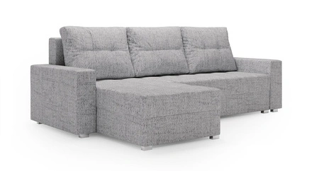 Ecksofa mit Schlaffunktion Pablos grau Esche Universal-Ecksofa mit Bettzeugablage dekorative Steppung auf dem Sitz