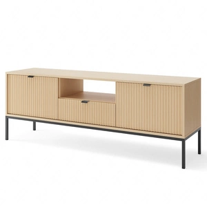 TV-Schrank Lovro 154 cm Eiche Vicenza modernes Schrank-Design wird Liebhaber von ausdrucksstarken Interieurs kontrastierenden Metall-Accessoires begeistern