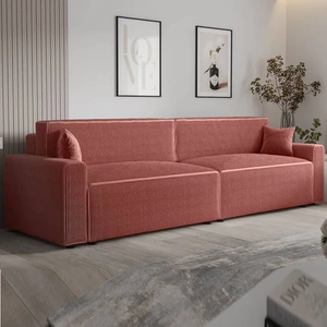 Klappsofa Brandon XL Bis Indian Pink modernes Design dreidimensionalen Stoff mit ausdrucksvollen Streifen Bettzeugbehälter
