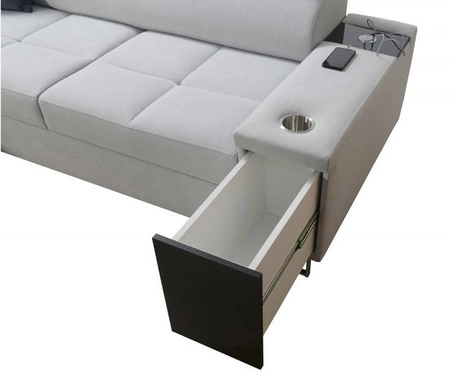 Ecksofa mit Schlaffunktion Dafni Hellbeige linksseitig aus Samt bietet Komfort und Funktionalität während der täglichen Erholung