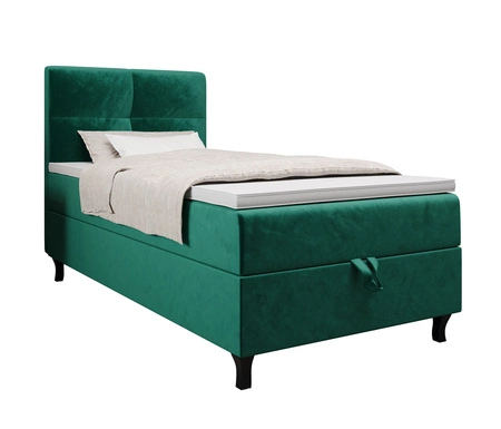 Boxspringbett Melba 100x200 flaschengrün Bett im modernen skandinavischen Stil mit gepolstertem Kopfteil Bett mit Staukasten