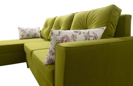 Ecksofa mit Schlaffunktion Topeka graue Esche linke Seite stilvolles und modernes Design, das sich in jede Einrichtung einfügt