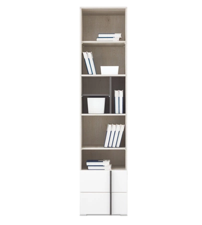Bücherregal Remona 45 cm Eiche wilton weiß / weiß ideal für Jugendzimmer modernes Design geräumiges Bücherregal