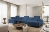 Ecksofa mit Schlaffunktion Penejos IV Lux blau rechtsseitig stilvolles Ecksofa mit komfortablem ausziehbarem Fußteil
