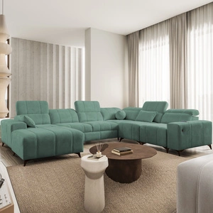 Ecksofa mit Schlaffunktion Penejos VIII grün linke Seite stilvolles Ecksofa Bett aus strapazierfähigem Stoff