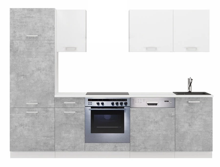 Toni 270 cm weiß / hell Beton Arbeitsplatte Küche Set sieht toll aus in modernen Interieurs