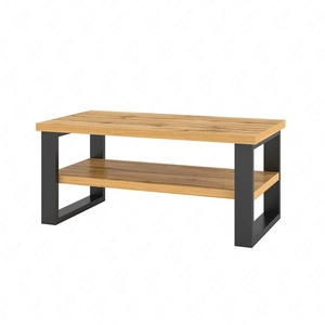 Couchtisch Halle 110 cm Eiche wotan stabiles Metallgestell Tisch mit Ablage auslaufsicherer Platte