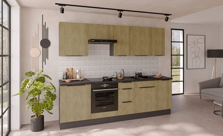 Küchenmöbel Set Corsico 260 cm elegante Küchenschränke in trendigen und natürlichen Farben Metallkantengriffe