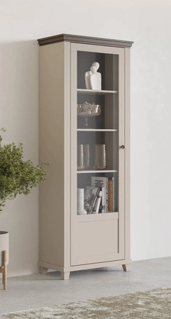 Vitrine Evora 71 cm beige / Eiche dunin links Schrank wird Liebhaber von ausdrucksstarken Interieurs ideal für Wohn-und Esszimmer begeistern