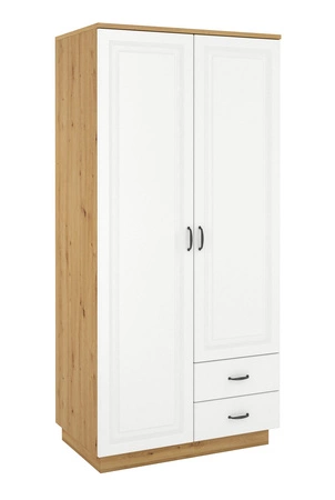 Scandi Kleiderschrank 120 cm Eiche artisan / weiß Funktionsmöbel klassisches Design idealer Kleiderschrank für Ankleidezimmer oder Flure