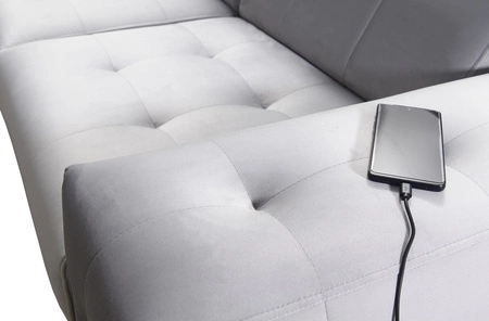 Ecksofa mit Schlaffunktion Hampton III sea right komfortables Ecksofa aus glattem und weichem Samtstoff