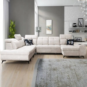 Ecksofa mit Schlaffunktion Buffalo X creme rechts funktionelles und bequemes Ecksofa für einen Raum mit Bettzeugcontainern