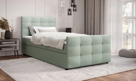 Boxspringbett Kansas 100x200 mintgrün Bett im modernen skandinavischen Stil mit gepolstertem Kopf- und Fußteil