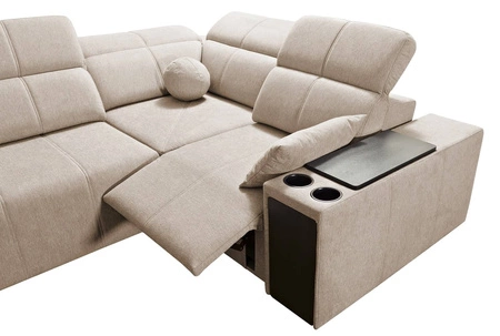 Ecksofa mit Schlaffunktion Tesalia IV Lux blau linke Seite stilvolles Ecksofa mit ausziehbarem Fußteil und Schiebefunktion der Rückenlehne