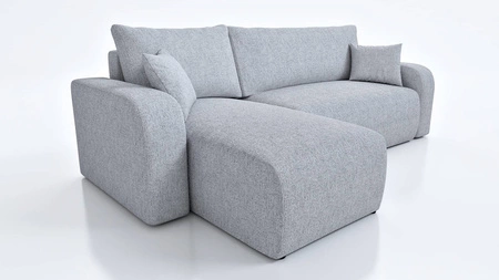 Ecksofa mit Schlaffunktion Fiesta grau Esche universal Ecksofa für Wohnzimmer geflochtener Stoff Bettzeug Container