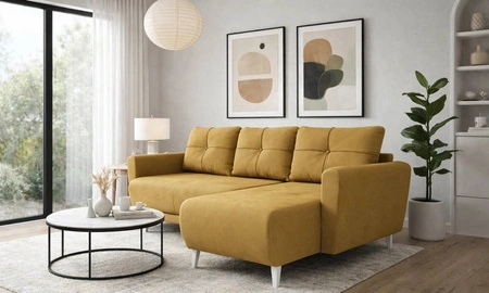 Ecksofa mit Schlaffunktion Felicie Senfgelb Universal-Ecksofa stilvolles Design das sich in jede Einrichtung einfügt