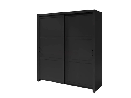 Schiebeschrank Parma 185 cm schwarz modernes Design ABS-Finish und Aluminium-Türführungen