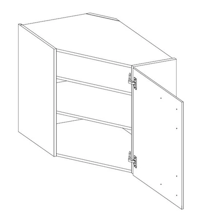 Alpine 60x60 GN-72 1F Eck-Küchenoberschrank dampf-, hitze- und auslaufsicherer Schrank