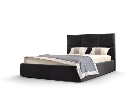 Polsterbett Hestia 140x200 mit Stauraum Graphit moderner skandinavischer Stil mit bequemem Kopfteil