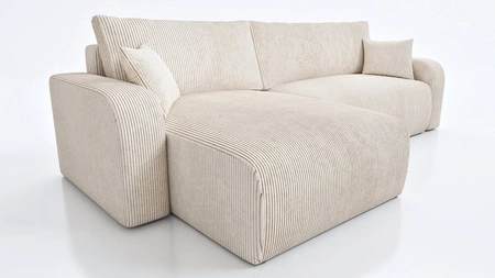 Ecksofa mit Schlaffunktion Fiesta XL elfenbein universal Ecksofa mit Bettzeugstauraum Kordstoff