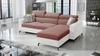Ecksofa mit Schlaffunktion Savona Indian rosa / weiß rechts elegantes Ecksofa mit verstellbaren Kopfstützen Ziernähte 