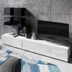 Möbel Apulia XVIII weiß glänzend/schwarz glänzend extrem stilvolle Schrankwand einfache Elemente, die in jedes Interieur passen