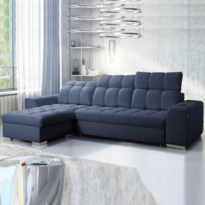 Ecksofa mit Schlaffunktion Luigi blau links Ecksofa mit zwei Bettkästen Stoff mit einer interessanten Struktur