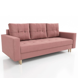 Sofa Vaso Lachsfarbe bequemes Sofa für Wohnzimmer skandinavischen Stil hölzerne hohe Beine Bettzeug Container