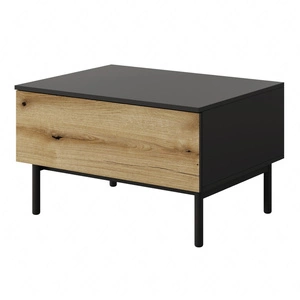 Clovis Couchtisch schwarz / Eiche evoke elegantes Design Couchtisch mit geräumigen Schublade auf einem stabilen Sockel gesetzt