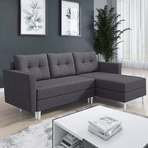 Ecksofa mit Schlaffunktion Telsze graphit universal elegantes Ecksofa in skandinavischer Form großes Bettzeugfach
