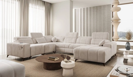 Ecksofa mit Schlaffunktion Penejos VIII beige rechte Seite stilvolles Ecksofa Bett aus strapazierfähigem Stoff