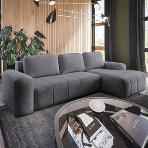Ecksofa mit Schlaffunktion Bovec grau rechte Seite stilvolles Ecksofa mit ergonomischer Form hydrophobem Stoff