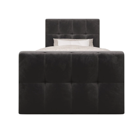 Boxspringbett Manhattan 120x200 grau im modernen skandinavischen Stil mit gepolstertem Kopfteil und Fußteil Bett mit Staukasten