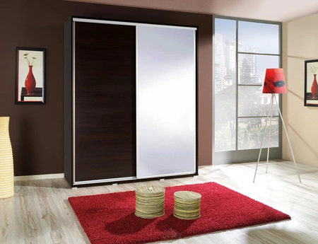 Schiebeschrank mit Spiegel Penelope 155 cm kastanie wenge modernes schrankdesign aluminium türführungen und laufsystem
