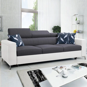 Sofa mit Schlaffunktion Savona graphit / weiß bequemes Sofa für Wohnzimmer bietet Komfort während der Ruhe verstellbare Kopfstützen