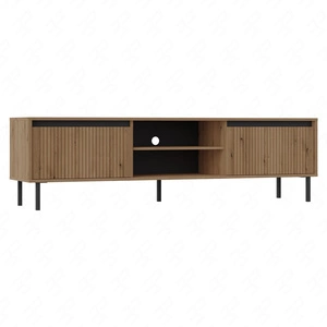 RTV Osaka 179 cm Eiche evoke / schwarz schlichter Schrank in trendigen Farben, ideal für Innenräume im japanischen Stil geschmackvolle geriffelte Front