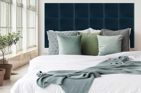 Polsterpaneel Quadra 30x30 cm marineblau stilvolles Wandpaneel quadratischer Veloursstoff modisches Finish für jede Einrichtung