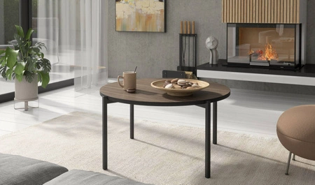Couchtisch rund 84 cm Sampi Kapitänsdeck zeitloses Design solides Metallgestell idealer Tisch für jede Umgebung