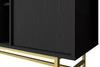 RTV Schrank Kioto III 121 cm schwarz graphit eleganter Schrank mit nach unten öffnenden Türen goldener Metallrahmen