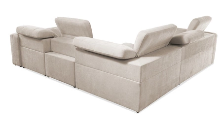 Ecksofa mit Schlaffunktion Cetara III creme rechts Ergonomisches Ecksofa mit verschiebbarer Rückenlehne und verstellbaren Kopfstützen