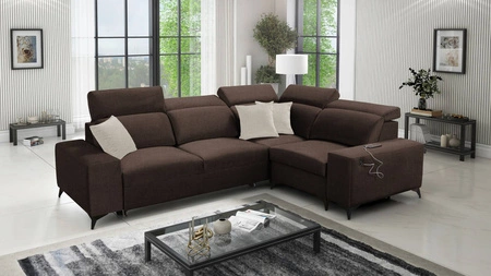 Ecksofa mit Schlaffunktion Kelly Sleek II schokoladenbraun rechte Seite elegantes Ecksofa für Wohnzimmer aus Webstoff