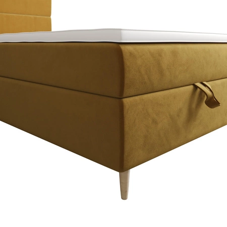 Boxspringbett Bing 120x200 Senfgelb im modernen skandinavischen Stil mit gepolstertem Kopfteil Bett mit Staukasten