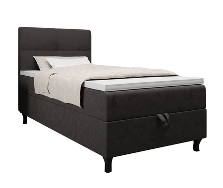 Boxspringbett Melba 100x200 grau Bett im modernen skandinavischen Stil mit gepolstertem Kopfteil Bett mit Staukasten