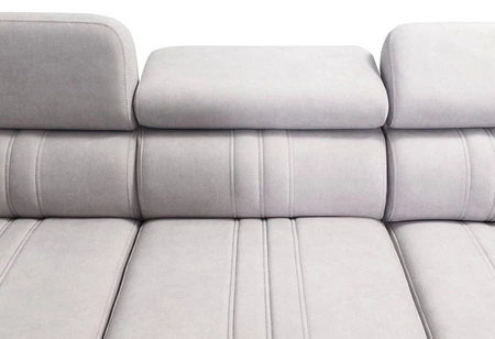 Ecksofa mit Schlaffunktion Castel VII grau Esche rechts stilvolles Ecksofa mit Bettzeugablage und verstellbaren Kopfstützen