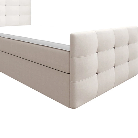 Boxspringbett Kansas 120x200 beige Bett im modernen skandinavischen Stil mit gepolstertem Kopf- und Fußteil