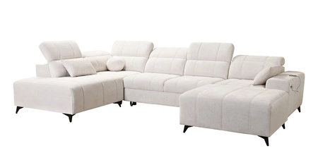 Ecksofa mit Schlaffunktion Penejos VI creme rechts stilvolles Ecksofa mit zwei Bettkästen strapazierfähiger Stoff